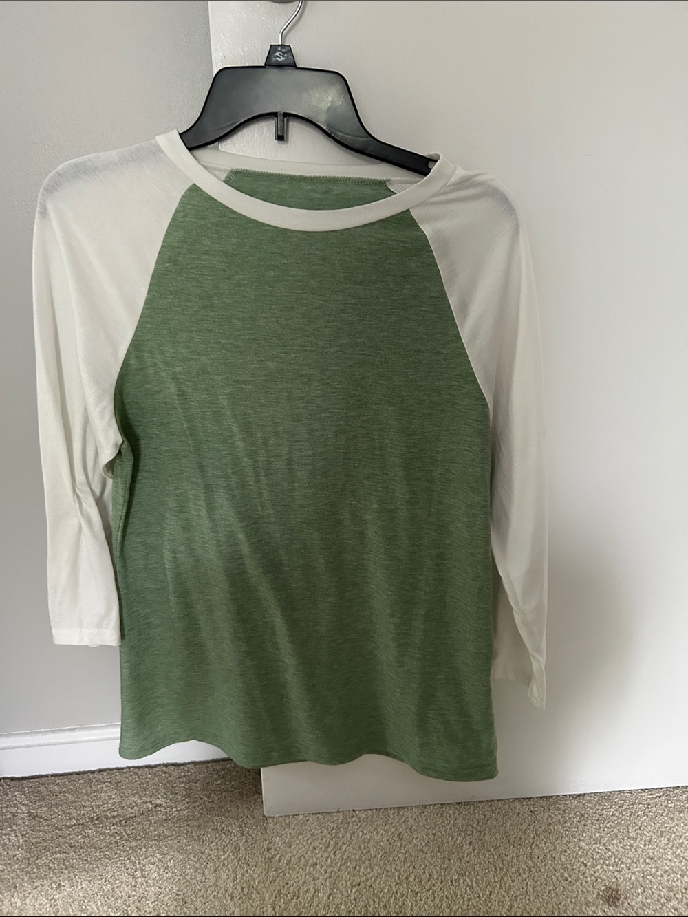 Green and White Raglan Baseball Tee